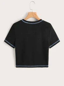 Stevenrhodes Shark Print Crop Tee - Black - View 2