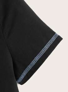 Stevenrhodes Shark Print Crop Tee - Black - View 3