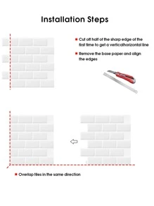 1入組3D瓷磚設計防水廚房貼紙 - 白色 - 查看 5