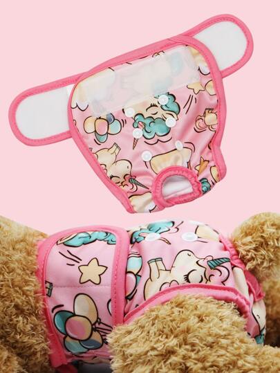 1pc Pink Unicorn Rainbow Print Washable Dog Physiological Pants, Adjustable Sanitary Menstrual Underwear For Female Dogs In Heat Anti-Harassment Pet Period Diaper Shorts