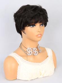 短卷发合成假发（带刘海） - 咖啡棕 - 查看 8