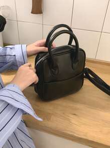 Túi đeo chéo Nữ màu trơn Sọc Có thể điều chỉnh được Đúng mốt - màu đen - Xem 3