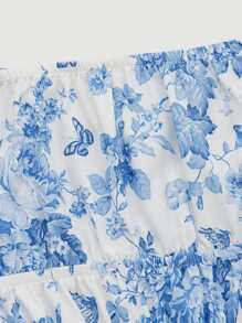 SHEIN MOD 印花方領A字洋裝 - 藍白色 - 查看 9