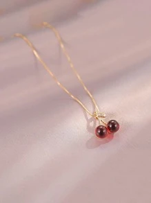 Andkiss Cherry Pendant Necklace - Multicolor - View 2