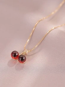 Andkiss Cherry Pendant Necklace - Multicolor - View 3
