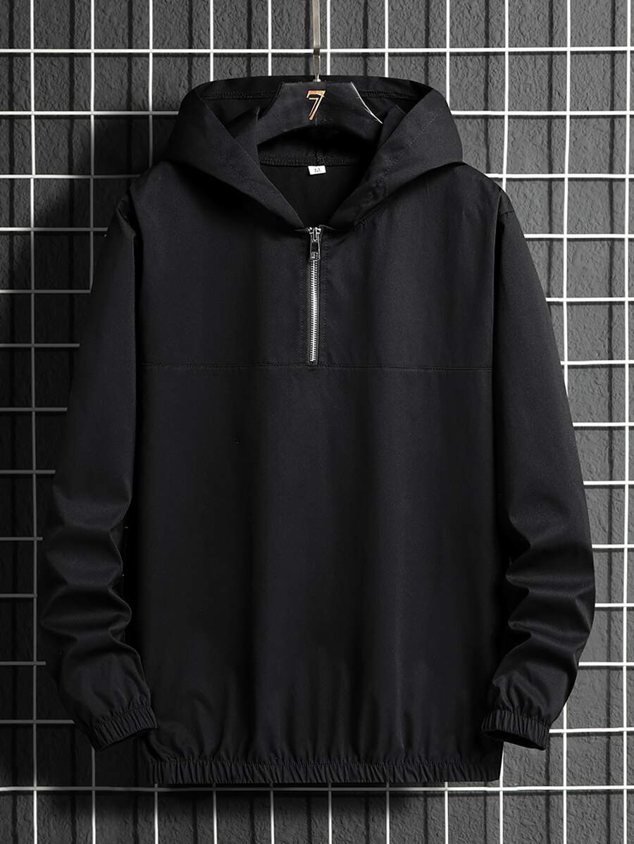 Manfinity Áo khoác Nam Dây kéo màu trơn Giải trí - màu đen - Xem 1