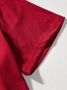 Manfinity Homme Men Bird & Letter Graphic Mock Neck Tee - Burgundy - View 4