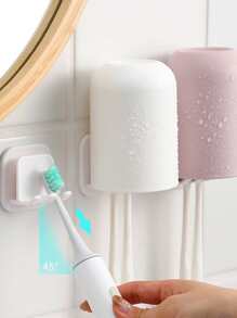 1pc Wall Mounted Toothbrush Holder, Self Adhesive Toothbrush Rack For Bathroom - White - View 4