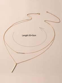 Geometric Charm Layered Necklace - Yellow Gold - View 3