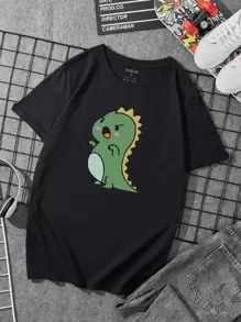 男士卡通圖案T恤 - 黑色 - 查看 1