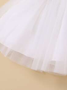 Baby Floral Embroidered Mesh Overlay Cami Dress - White - View 5