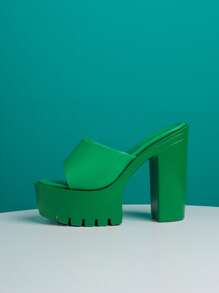 Xăng đan đế xuồng nữ đế xuồng, xăng đan mule xanh thời trang - màu xanh lá - Xem 4