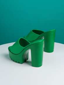 Xăng đan đế xuồng nữ đế xuồng, xăng đan mule xanh thời trang - màu xanh lá - Xem 5