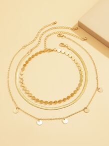 3入組圓片吊墜項鍊