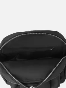 轻便、商务休闲防水、轻便、防盗金属装饰翻盖背包，带零钱包，适合少女、女大学生、新秀和白领人士，非常适合办公室、大学、工作、商务、通勤、户外、旅行、郊游、女士包，带零钱包学校背包、书包、学校书包、大背包、大容量、便携、轻便，适合少女、女大学生、男孩和男士，非常适合返校、开学第一天、大学、初中、高中 - 黑色 - 查看 4