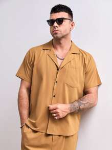 Manfinity 男士西裝領口袋貼布襯衫帶長褲