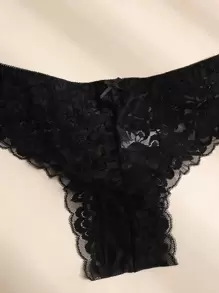 7入組花邊蕾絲底褲套裝內衣 - 黑色 - 查看 3