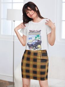 SHEIN EZwear Bộ thời trang Sọc ca rô Nhiều màu Sẵn sàng - Nhiều màu - Xem 3