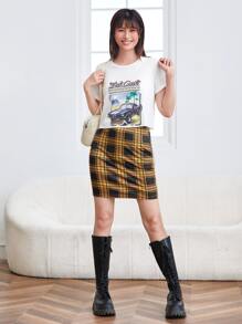 SHEIN EZwear Bộ thời trang Sọc ca rô Nhiều màu Sẵn sàng - Nhiều màu - Xem 5