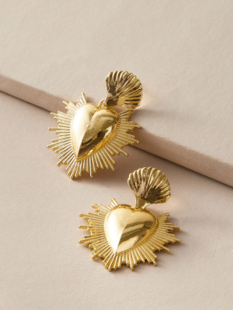 Pendientes largos con corazón de radiación 1 par