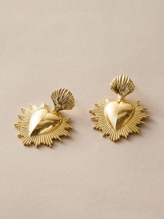 1pair Radiation Heart Drop Earrings