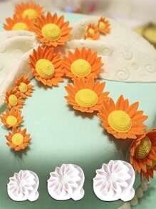 Household Multifunctional Chrysanthemum Cake Baking Biscuit Mold 3 Pieces