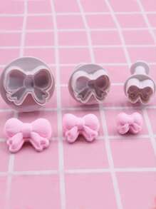 3入組蝴蝶結設計餅乾印章 - 白色 - 查看 1