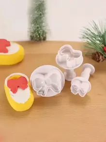 3入組蝴蝶結設計餅乾印章 - 白色 - 查看 2