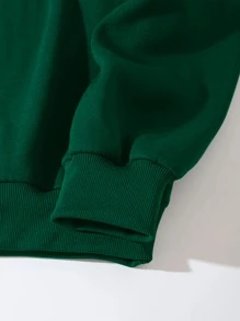 Christmas Tree & Slogan Graphic Pullover - Dark Green - View 3