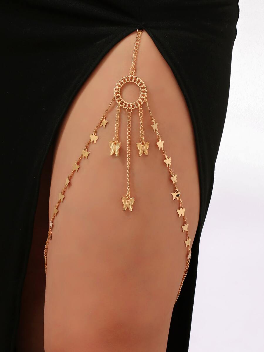 Cadena de muslo con accesorio de mariposa - Amarillo Oro - Ver 1