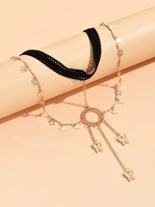 Cadena de muslo con accesorio de mariposa - Amarillo Oro - Ver 2