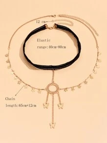 Cadena de muslo con accesorio de mariposa - Amarillo Oro - Ver 6