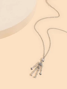 1pc Halloween Skull Pendant Necklace - Silver - View 4