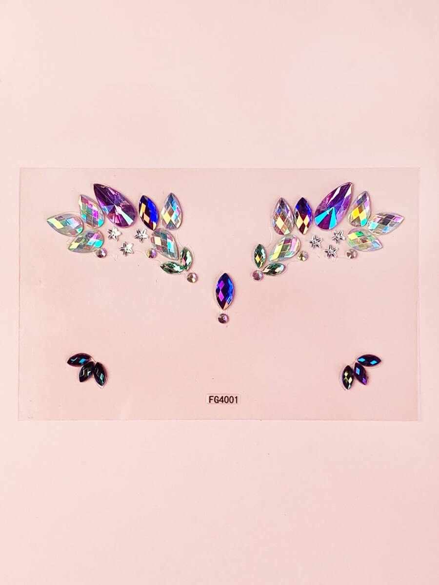 1 lámina de tatuajes de ojos con brillantes - Multicolor - Ver 1