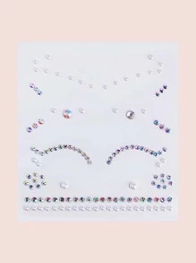 1 miếng dán hình xăm mắt giả ngọc trai và rhinestone - Nhiều màu - Xem 1