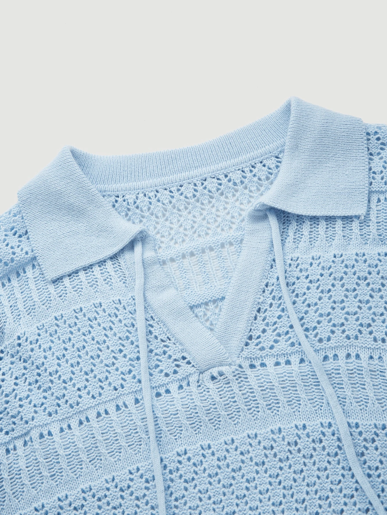 Miniatura 6 de MOD Jersey de punto de malla con nudo delantero de manga farol Celeste