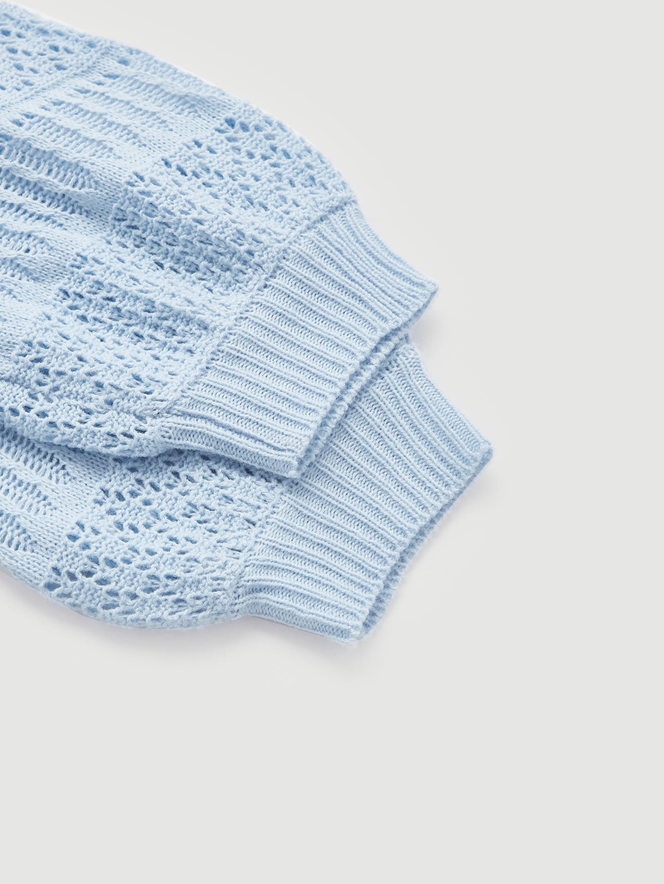 Miniatura 5 de MOD Jersey de punto de malla con nudo delantero de manga farol Celeste