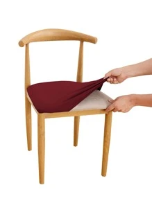 1 pieza Funda de cojín para asiento de silla unicolor elástica - Burdeos - Ver 1