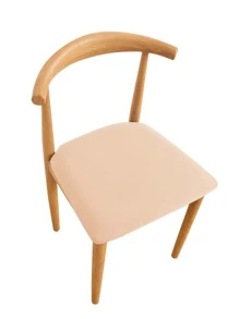 1入組素色有彈性椅子座墊套 - 米色 - 查看 4