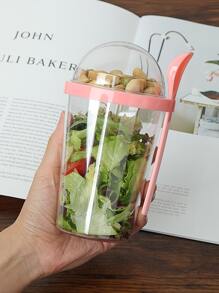 1入組極簡風格沙拉杯帶湯匙 - 粉色 - 查看 5