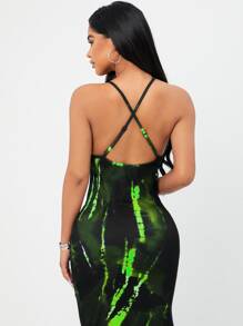 SHEIN SXY Đầm Lộ Lưng Hội Chữ thập Tách cao Cà vạt nhuộm Gợi cảm - Nhiều màu - Xem 6