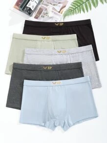 Men 5pcs Letter Graphic Boxer Brief - Multicolor - View 1