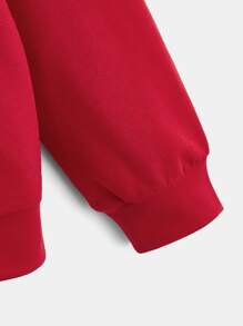 SHEIN Boys Letter Graphic Colourblock Hoodie - Red - View 4