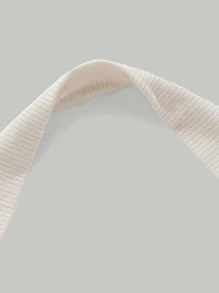 SHEIN MOD Áo thun nữ Bất đối xứng Gân đan màu trơn Giải trí - Màu be - Xem 4