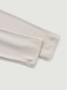 SHEIN MOD Áo thun nữ Bất đối xứng Gân đan màu trơn Giải trí - Màu be - Xem 3