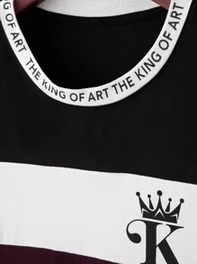 Manfinity Hypemode Men Crown & Slogan Graphic Colorblock Tee - Multicolor - View 3