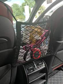 1pc Car Seat Gap Mesh With Nylon Cord, Pet Barrier For Car Travel - Black - View 2