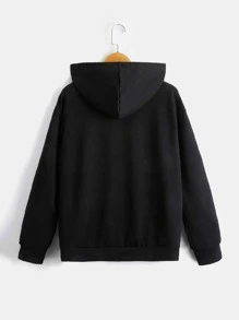 SHEIN Áo nỉ in hình đầu lâu phản quang dành cho bé trai tuổi teen nhân dịp Halloween - màu đen - Xem 6