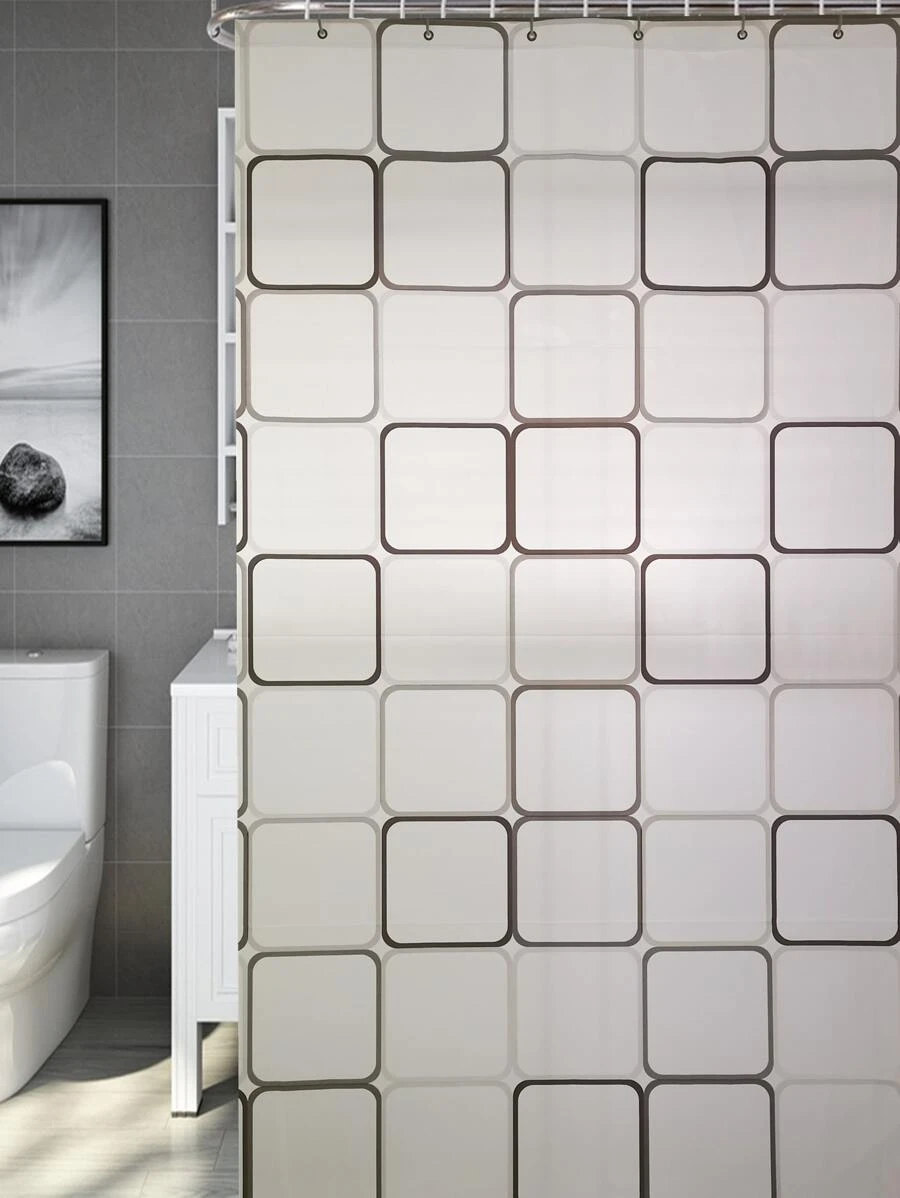 1入組幾何樣式防水浴簾 - 彩色 - 查看 1
