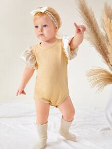 Baby Puff Sleeve Bodysuit - Apricot - View 10